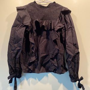 FUNKY RUFFLE BLACK LONG-SLEEVE